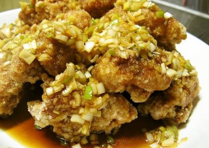 Chicken Karaage Green Onion Sauce Recipe By Cookpad Japan Cookpad