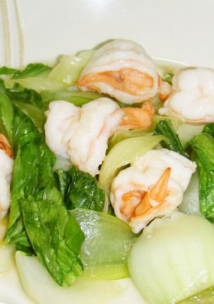 A picture of Bok Choy and Shrimp Chinese Stir Fry.
