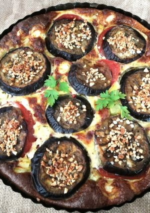 Una foto de Pudín de berenjenas y tomates sin sofrito