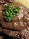 Beef filet steak and black pepper sauce