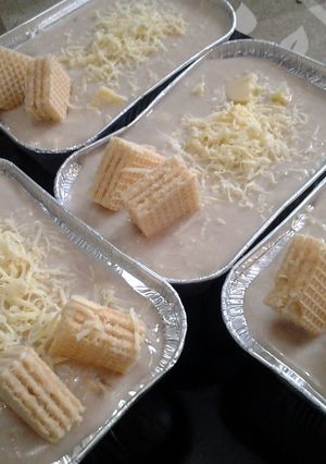 A picture of frozen waffer banana cheese.
