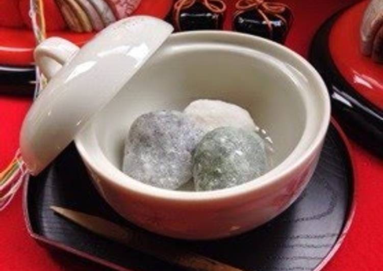 Recipe of Yummy Tri-color Habutai-style Mochi for Hanami or Girls&#39; Day