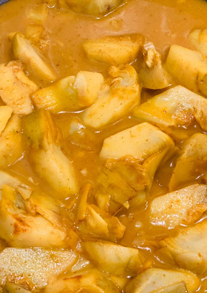 Una foto de Alcachofas al curry y coco