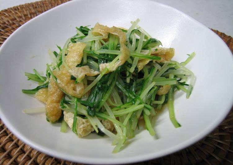 Recipe of Homemade Boiled Mizuna Greens and Fried Tofu