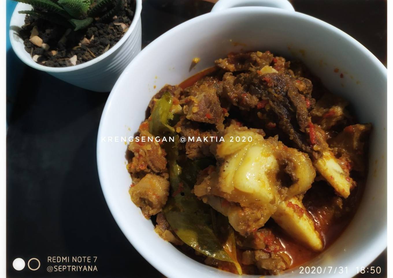 Krengsengan daging kambing