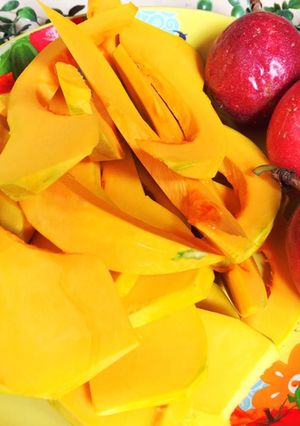Hình của món Nước ép bí đỏ - chanh leo, sữa bí đỏ hạt mít - súp bí đỏ cho bé.