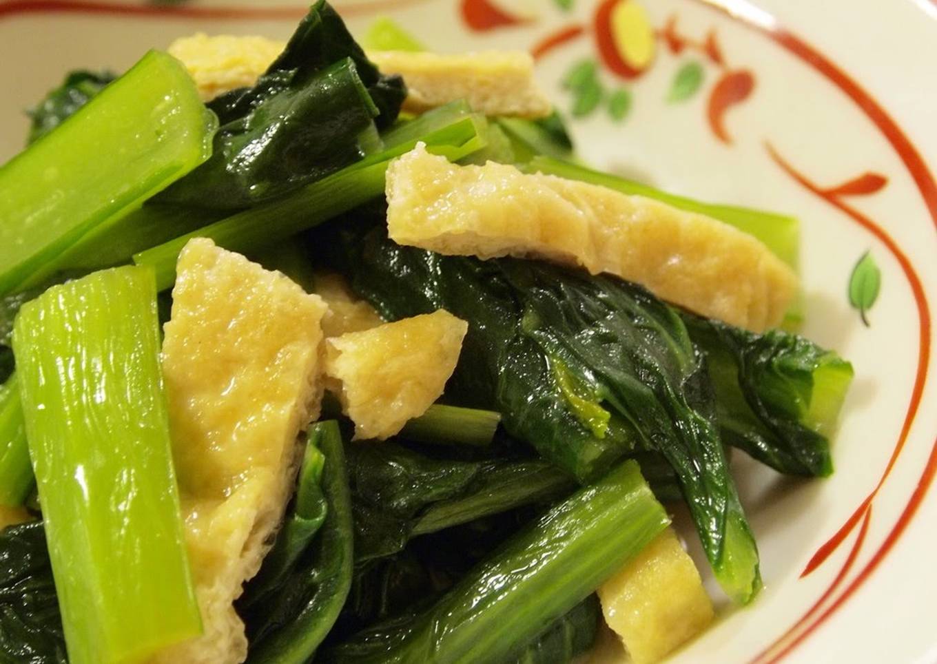 Simmered Komatsuna Greens and Aburaage