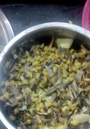 A picture of வாழைப்பூ பொரியல்.