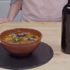 A picture of Manhattan Clam Chowder.