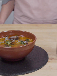A picture of Manhattan Clam Chowder.