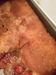 A picture of Cherry Almond Cobbler Cake.