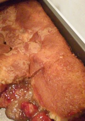 A picture of Cherry Almond Cobbler Cake.