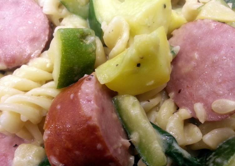 Tasty And Delicious of Kielbasa with Squash and Rotini
