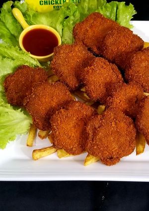 A picture of Flower shaped nuggets.