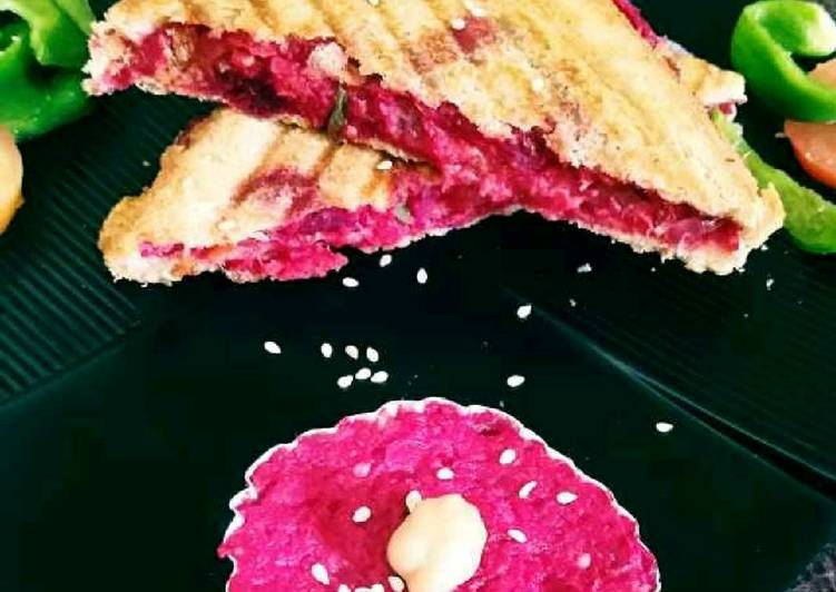 Recipe of Super Quick Homemade Beet Hummus Sandwich