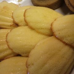A picture of Moist and Fluffy Madeleines with Heavy Cream.