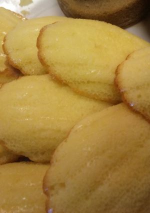 A picture of Moist and Fluffy Madeleines with Heavy Cream.