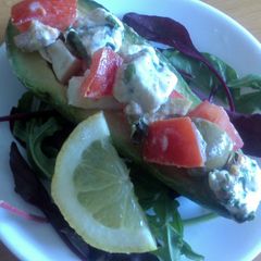 A picture of Sig's Tomato,Feta and Gorgonzola salad in Avocado.