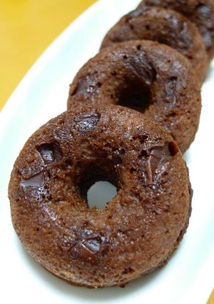 A picture of Chocolate Pancake Mix Donuts with Shio-Koji.