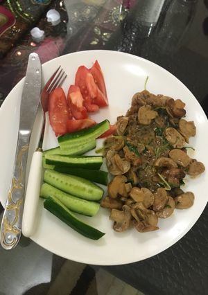 صورة لوصفة ستيك لحم بالفطر وكريمه الطبخ