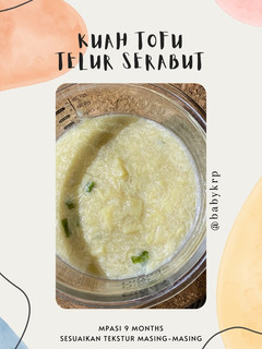 Foto resep Mpasi 9 bulan: kuah tofu telur serabut
