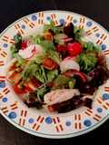 Sashimi de crevettes en salade