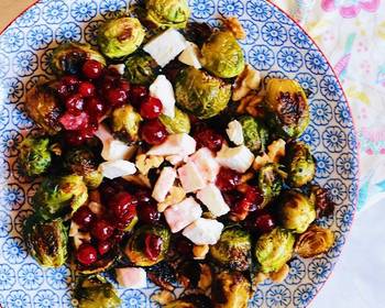 Without Fail Serving Recipe Salad with brussels sprouts and feta cheese in cranberry sauce  Most Delicious