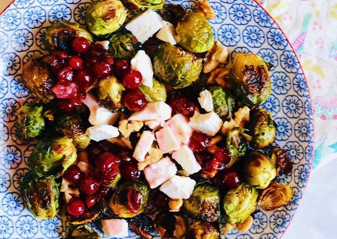 Salad with brussels sprouts and feta cheese in cranberry sauce π₯