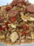 Arroz chaufa con salchicha