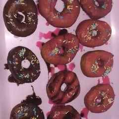 A picture of Pink donuts.
