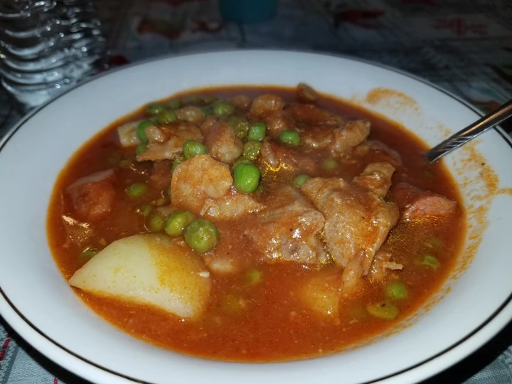 Easy Steps to Make Recipe Pork &amp;amp; Shrimp Afritada that is Perfect, Delicious}