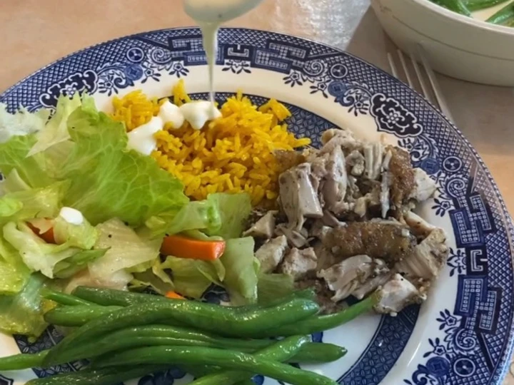 Easy Way Make Recipe Chicken Shawarma w/ White Sauce and Fluffy Yellow Rice that is Really Delicious, Appealing}