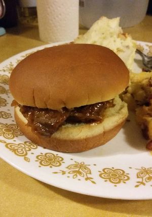 A picture of Too Easy Slow Cooker BBQ Pork Sandwiches.