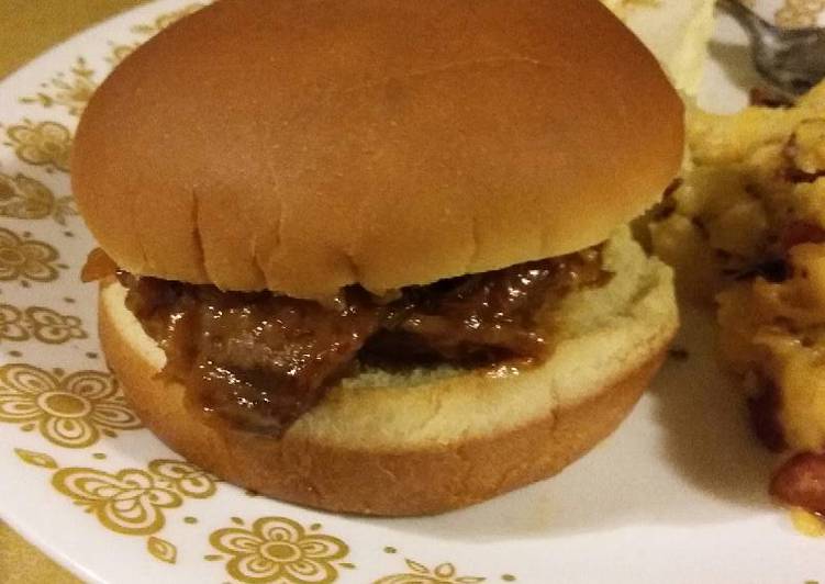 Recipe of Super Quick Homemade Too Easy Slow Cooker BBQ Pork Sandwiches