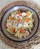 Ensalada marinera de pasta con mayonesa de hierbabuena