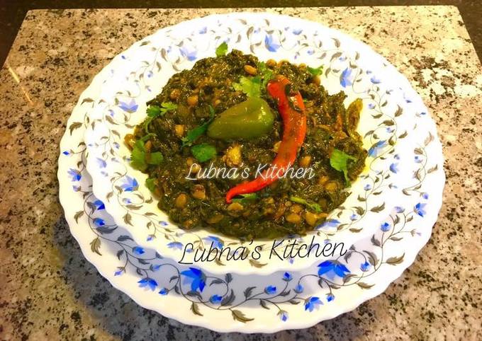 Recipe of Award-winning Spinach chana dal curry
 (Daal Palak) ( spinach & split chickpea curry: