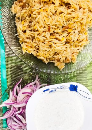 A picture of Simple khichri.mint raita.