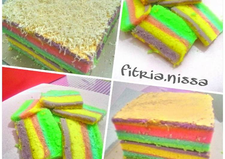 Resep Bolu Pelangi Kukus Simpel (6 bahan), Menggugah Selera