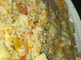 Arroz con vegetales y pollo