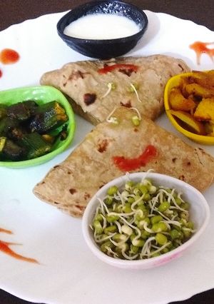 पराठा आलू गोभी भुजिया और भिंडी भुजिया रेसिपी मुख्य फोटो