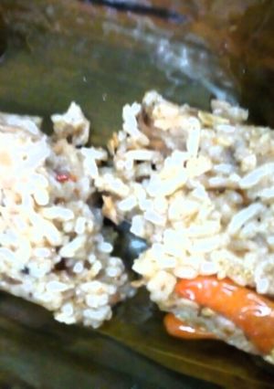 Foto resep Nasi bakar ayam suwir, bandeng, teri dan kemangi
