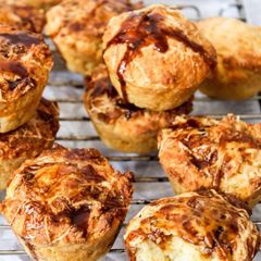A picture of Cheese muffins with a sweet marmite glaze.