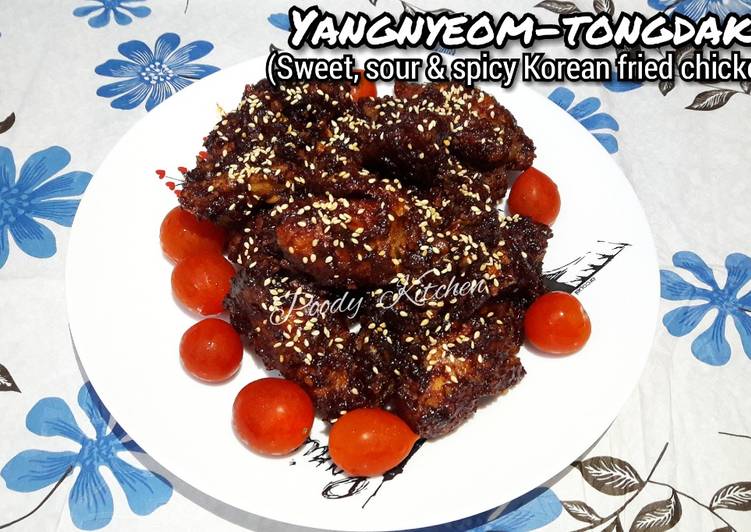 Yangnyeom Tongdak (Sweet, sour &amp; spicy Korean fried chicken)