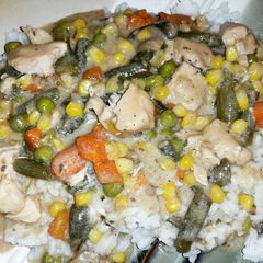 A picture of Mushroom Ranch Chicken Over Rice.