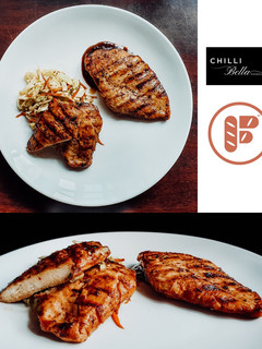 A picture of Sambal Panggang Ayam | Sambal Grilled Chicken with Simple Slaw.