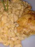 Macarrones con queso y pollo al curry