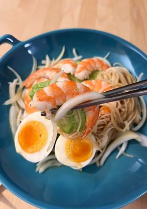 A picture of Chilled Avocado Shrimp Somen Noodles.