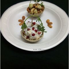 A picture of Falahari katories filled with fruitcream and roasted dry fruits.
