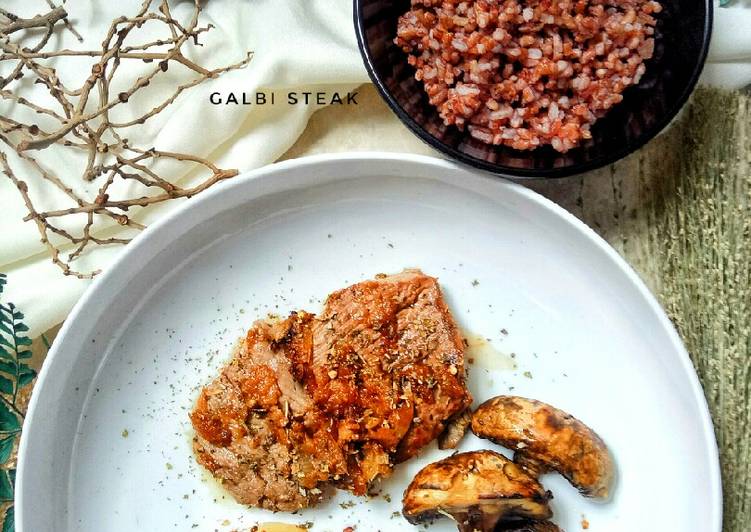 Bagaimana Menyiapkan Galbi steak with rice Anti Gagal