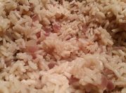 A picture of red onion rice pilaf